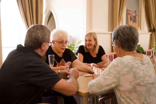 Residents playing cards